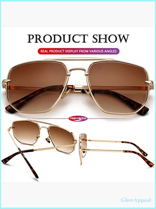 Oversized Square Aviator Sunglasses UV400 Protection Pilot Style Shades main image 4